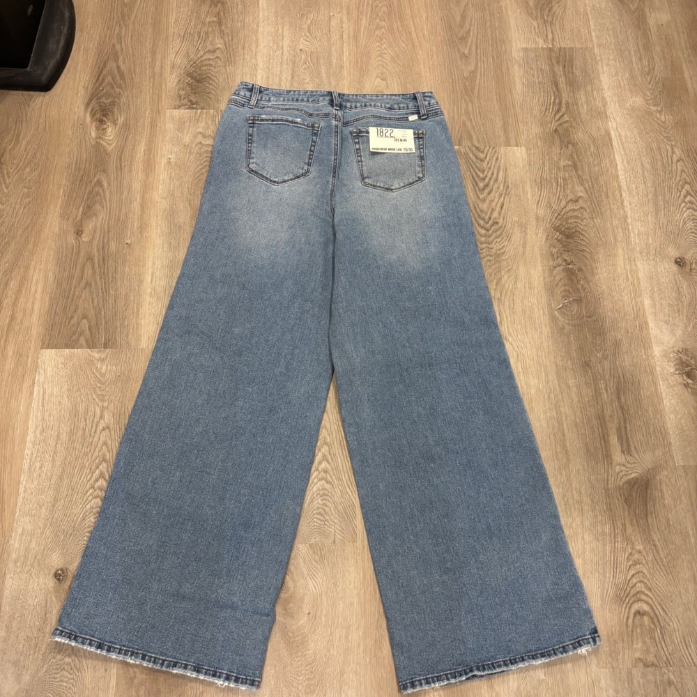 NWT 1822 Denim High Rise Wide Leg Distressed Jeans Medium Wash‎ Blue 10/30 - Picture 2 of 12